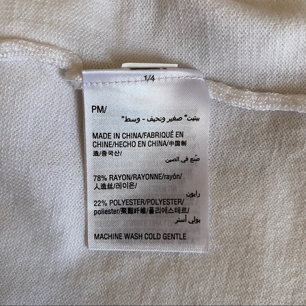 JM COLLECTION OPEN FRONT CARDIGAN TOP-TOGGLE SLEEVES WHITE SIZE MEDIUM PETITE - Picture 10 of 10